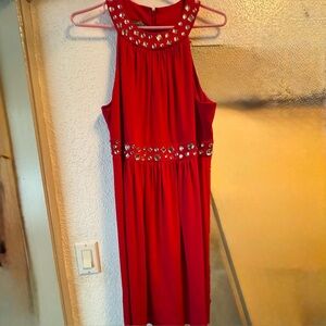 Elegant Red Dress with Gem Accents